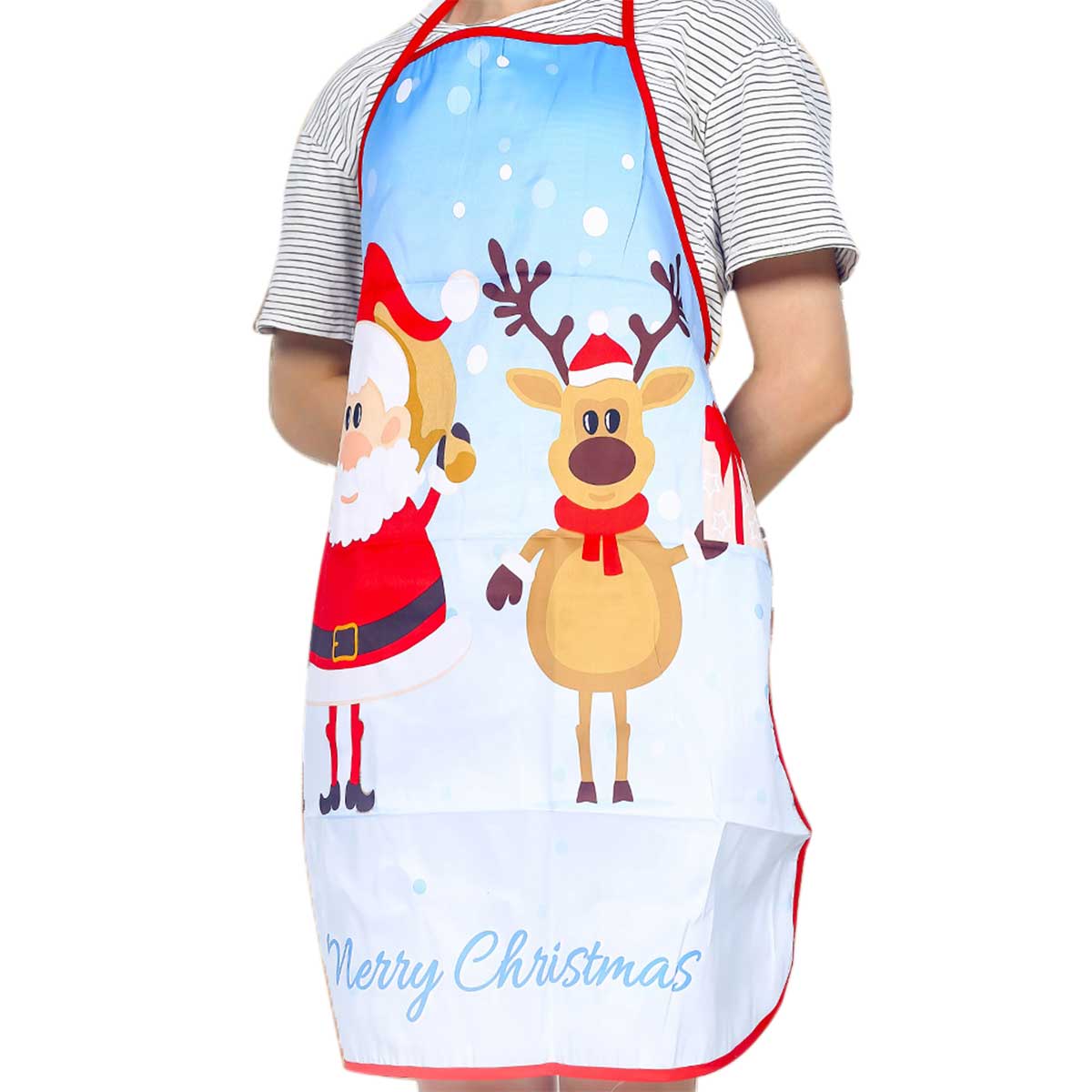 1 stk røde juleforklæder voksen julemanden forklæder kvinder og mænd middagsselskab indretning hjem køkken madlavning bagning rengørings forklæde