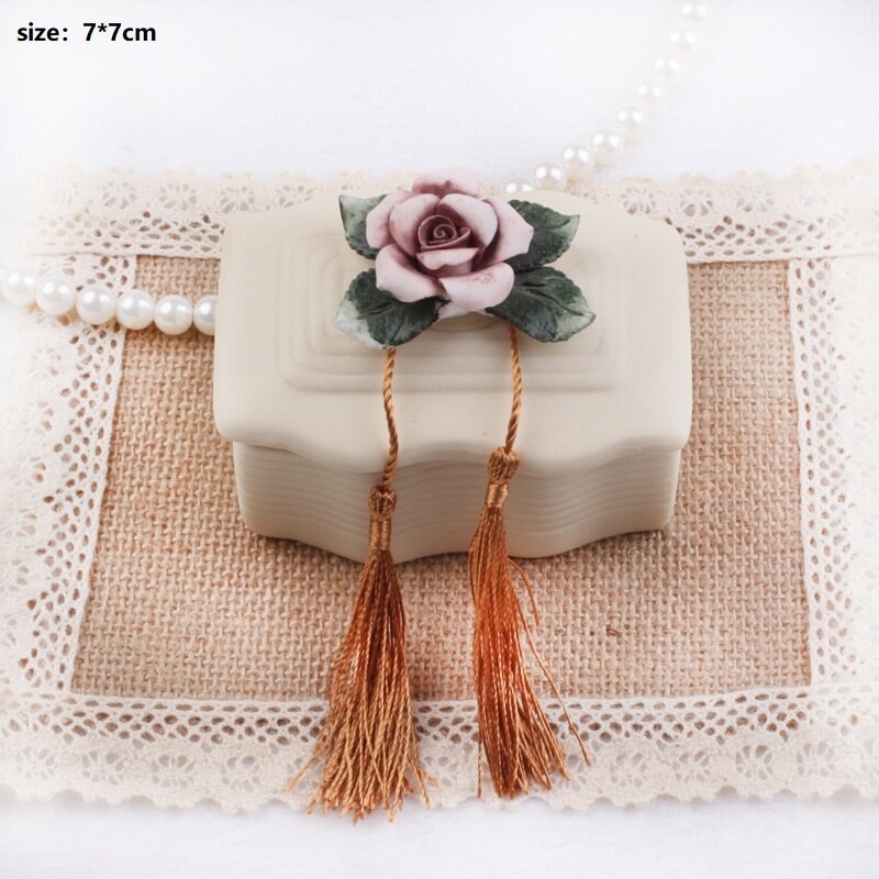 Exquis Rose pot de stockage en céramique artisanat boîte à bijoux mariage boucle d'oreille collier réservoir de stockage sucre bonbons boîte conteneur: 7