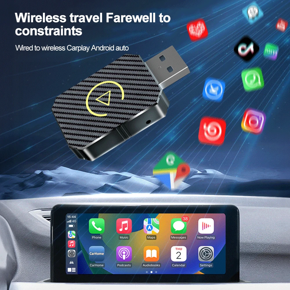 2 in 1 trådlös carplay-adapter och android mini-auto trådlös adapter , 5 ghz wifi typ-c/usb plug & play carplay trådlös adapter