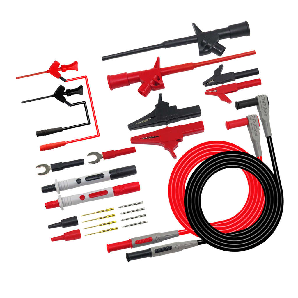 P1300E Vervangbare Multimeter Probe Kits 0.16 ''Banana Plug Alligator Clip Stok Rood En Zwart