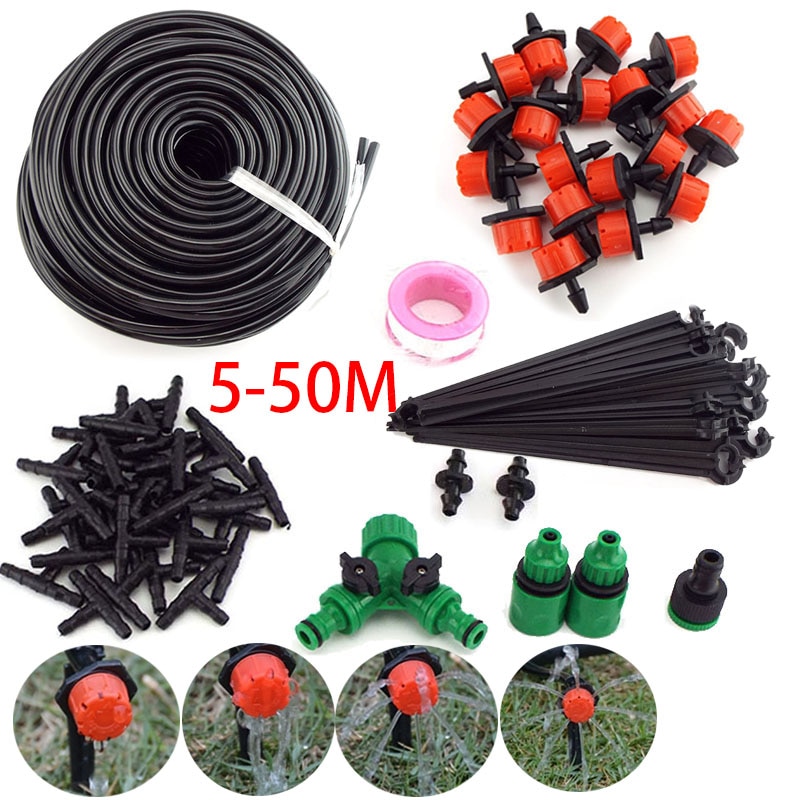 5-50M Garden watering Drip Irrigation Spray Nozzle Kit Micro sprinklers system 4/7mm hose plant veg Water irrigazione Set