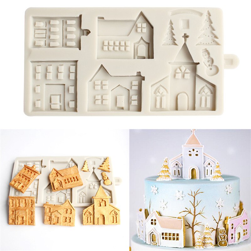 Kerstmis Peperkoek Huis Silicone Mold Chocolate Cookies Mould Fondant Cake Decorating Gereedschap