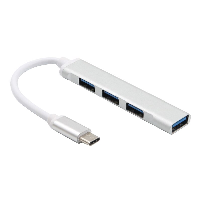Type-C to 4-Port USB 3.0 Hub, Ultra-Slim Data USB Hub for Mac Pro IMac Surface Pro XPS PC Mobile