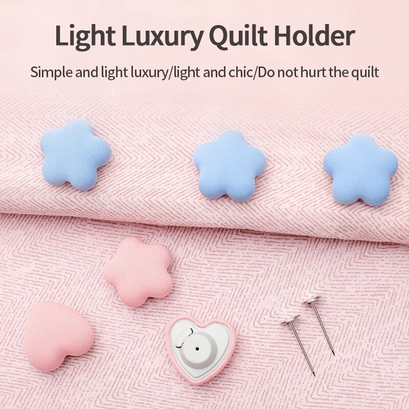 4pcs Nordic Non-slip Bed Sheet Clips Simple Heart Shape Safe One-key Unlock Quilt Blanket Clips Anti-run Quilt Fastener Holder
