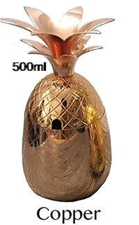 Ananas Tumbler/Mok Moscow Mule Mok Beschikbaar In 3 Kleur (Zilver, Koper, Goud)- Cocktail Drinkbekers Mokken Bar Tool: Copper Plating 500ml