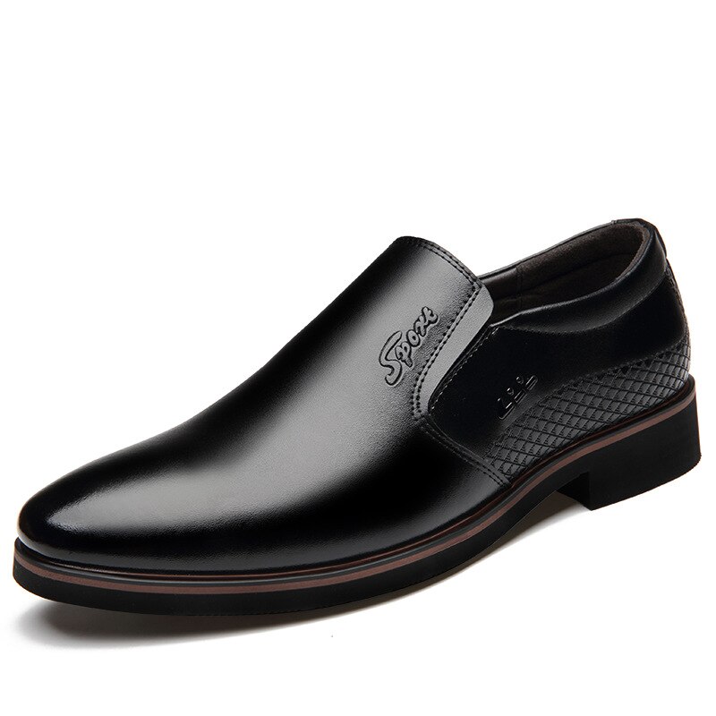 Chaussures plates en cuir à bout pointu pour hommes, chaussures de base formelles de mariage de supérieure,: 1 / 9.5