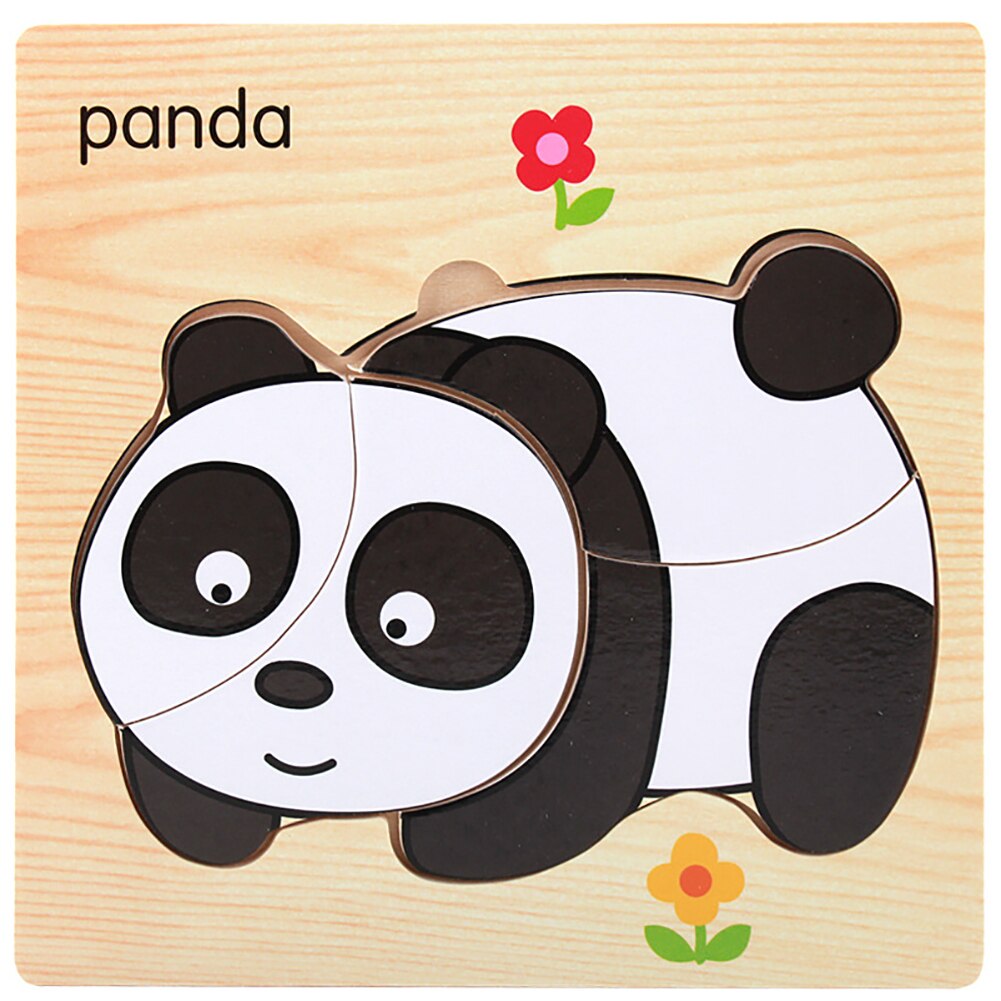 Wooden 3D Tiger Fish Marine Animal Jigsaw Puzzles Board Educational Kids Toy for babys: Panda