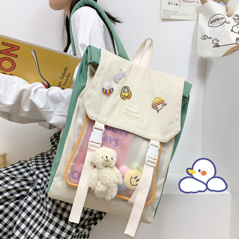Transparante Rugzak Vrouw Laptop Tas 15.6 Inch Leuke Kawaii Japanse Stijl Rugzakken Voor Tienermeisjes School Ita Tas Vrouwen H220