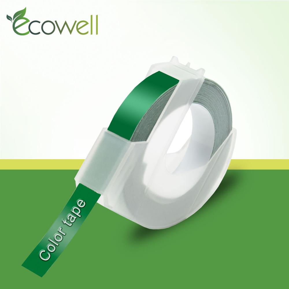 Ecowell sort farve 3d prægede pvc tape til dymo 1540,1610,1880, 154000, 814580,s0717900, s0717910,s0717930 etiketmaskiner 1 stk.: Grøn