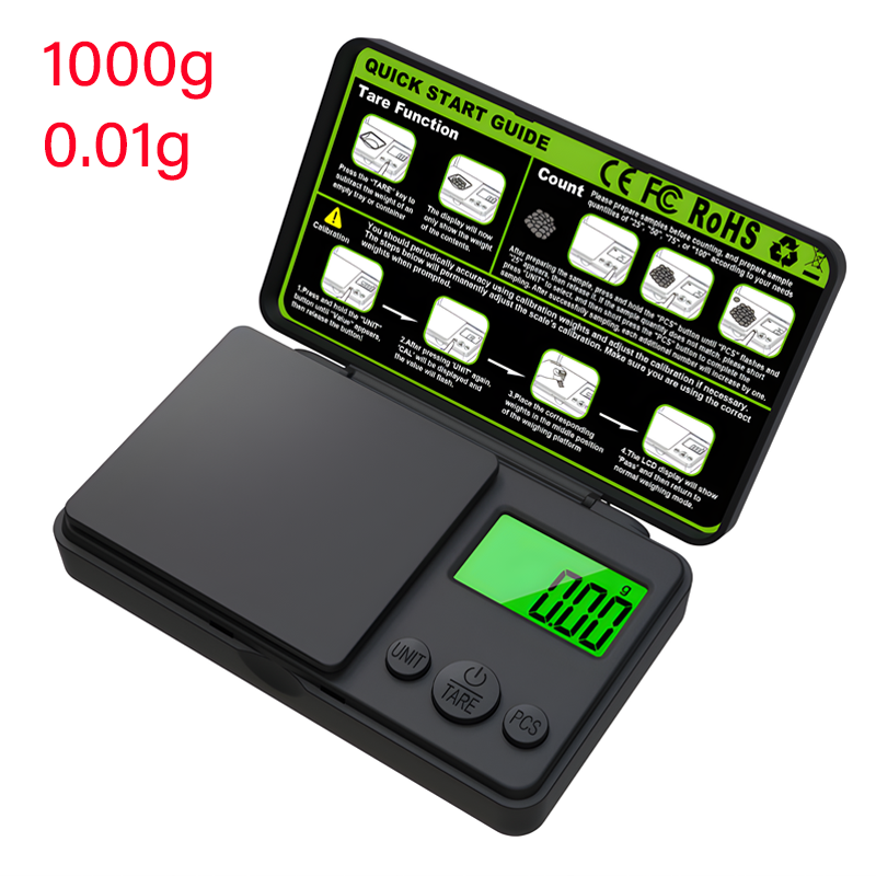 1PC Mini Electronic Digital Pocket Scale ABS Material Gold Weight Scale Portable Jewelry Pocket Scale Kitchen Tools: light green