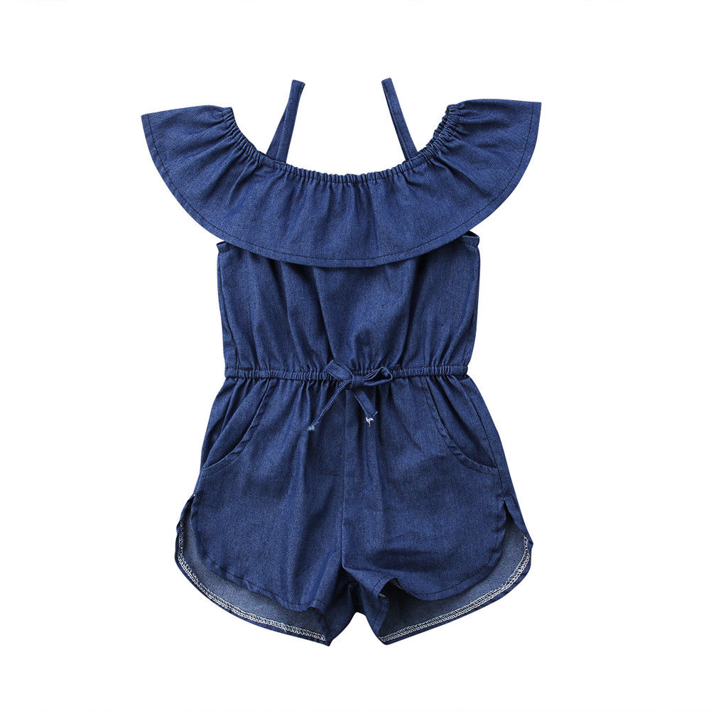Zomer Peuter Kids Meisjes Denim Blue Strap Romper Overalls Jumpsuit Playsuit Kleding 1-6 T