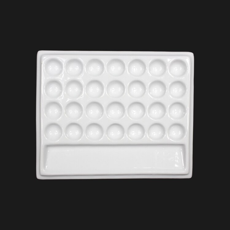 Paleta de acuarelas de artista de cerámica, paleta de cerámica Gouache en forma de rosa, hueso, China, suministros de pintura en forma de flor: 28 round holes