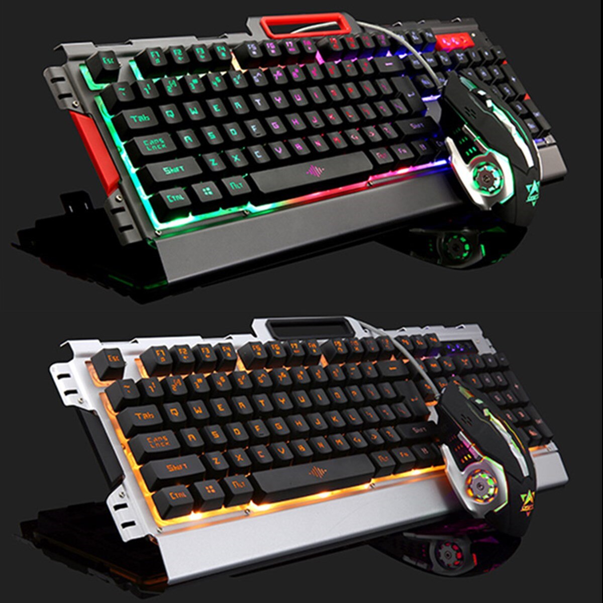 Changeable LED Panel Luminous Wired Key Board Ergonomic Gaming Mechanical Keyboard and Mouse Sets For Game Computer Keyboard