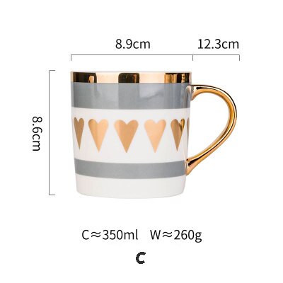 måke keramisk krus keramisk kaffekopp kina benmelk tekopp kjærlighet hjerte stripe drinkware 350ml hjemmekjøkken: C