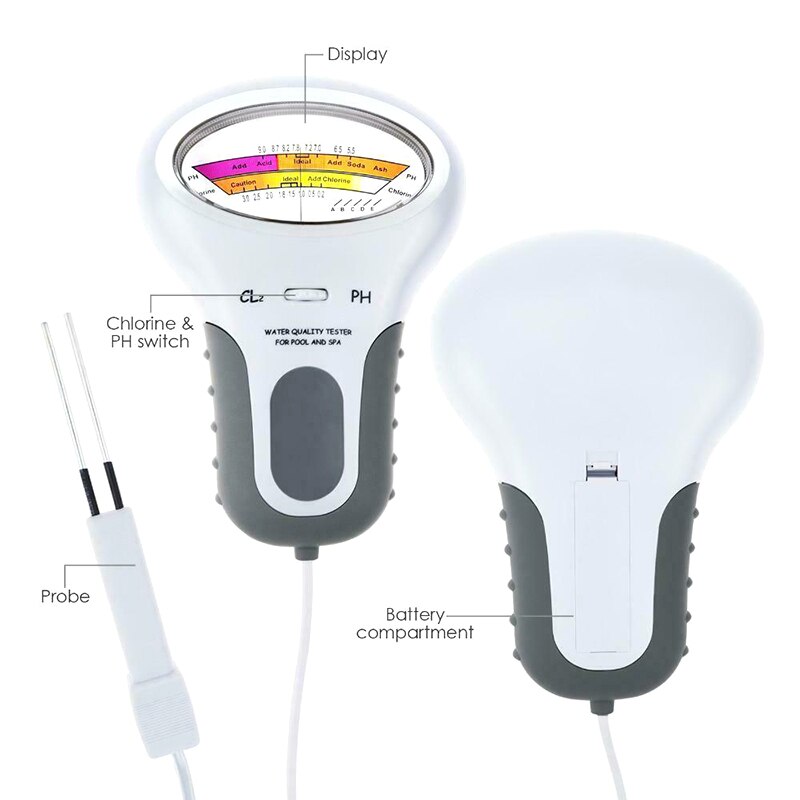 Testeri 2 in 1 vesi ph & kloori pc -101 taso kannettava digitaalinen ph mittari allas kylpylä analyyttiset instrumentit