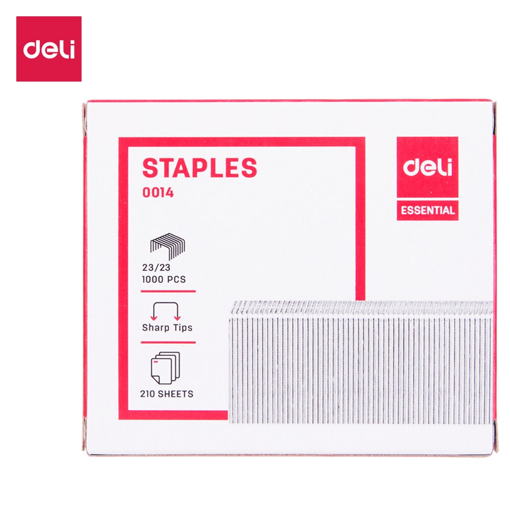 Deli E 0014 grapas 23/23 material de hierro de alambre cincado 1000 Uds. Por caja