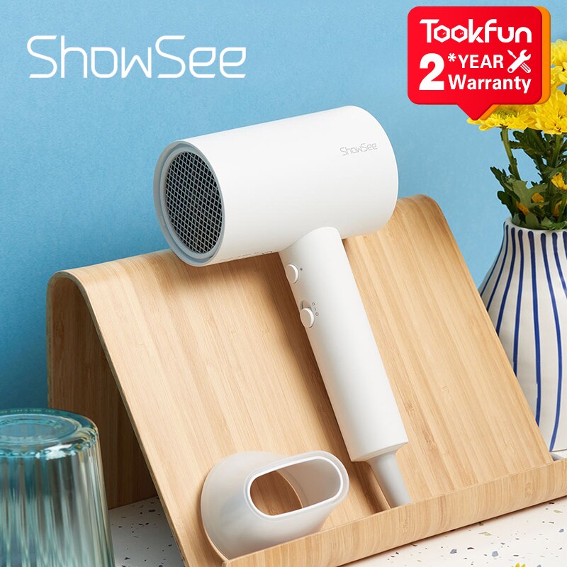 SHOWSEE A1-W Anion Hair Dryer Negative Ion care Professinal Quick Dry Home 1800W Portable Hairdryer Diffuser Constant