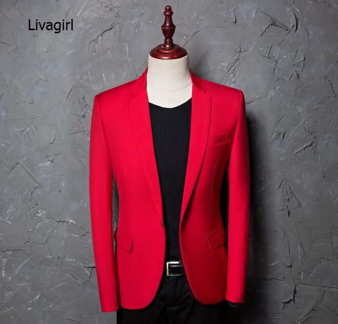 Chaqueta de traje rojo informal de para hombre de talla grande 4XL, chaqueta ajustada para hombre para boda, trajes de escenario para disfraz para cantantes Homme