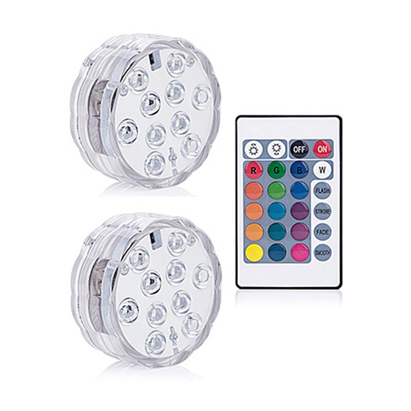 10 Led Remote Controlled RGB Submersible Light Battery Operated Divinglight Lamp Outdoor Vase Bowl Garden Party Decoration Lamp: T3