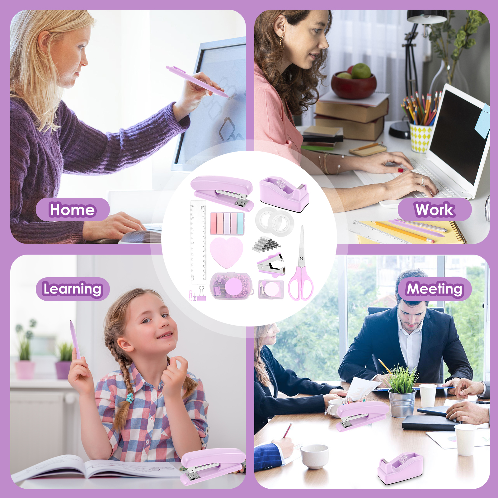 Bureau-organizers Accessoires Kantoorbenodigdheden met nietmachine, nietjesverwijderaar, clips, schaar, regel back-to-school studentenbenodigdheden