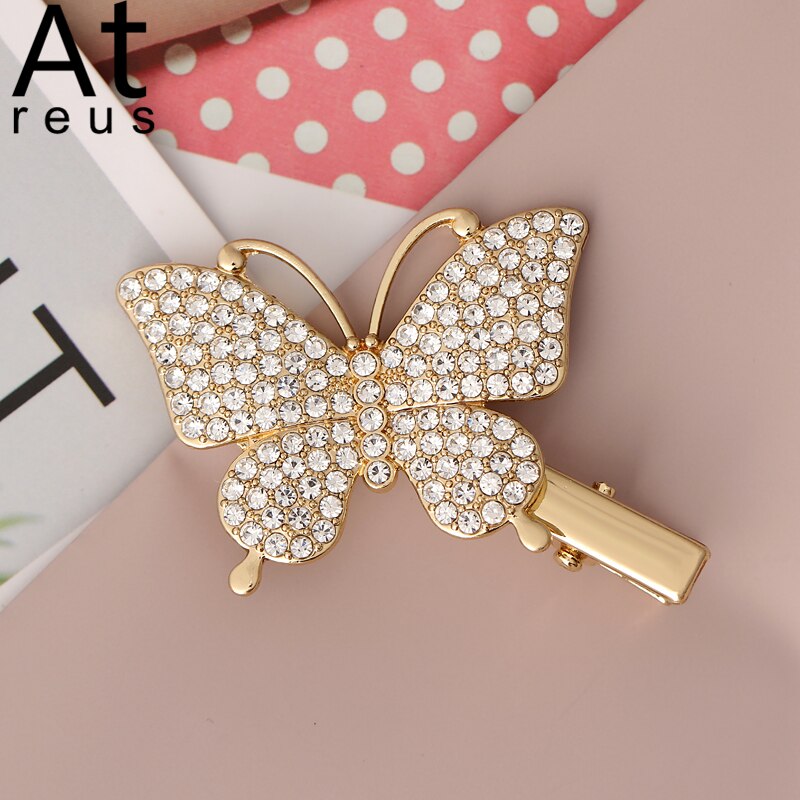 Verzilverd Grote Multi-Ster Pony Haar Clips Voor Meisjes Vrouwen Crystal Cherry Bloem Haarspeld Dier Konijn Vlinder Haar sieraden: TS693butterfly