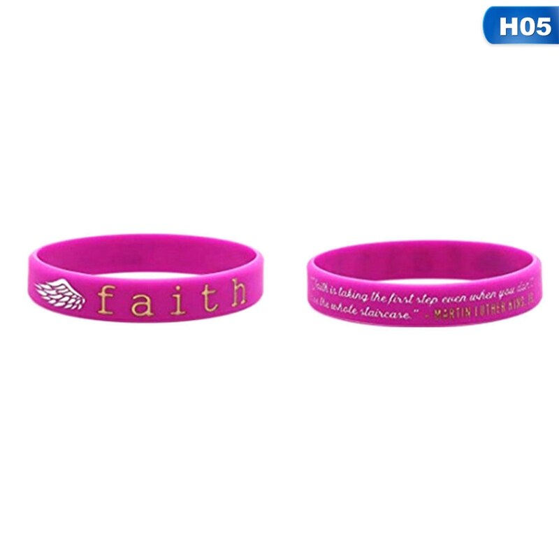 Inspirational Colorful Bracelets With Positive Words Dream Courage Believe Hope Faith Strength Motivational Silicone Wristband: BL4247H05