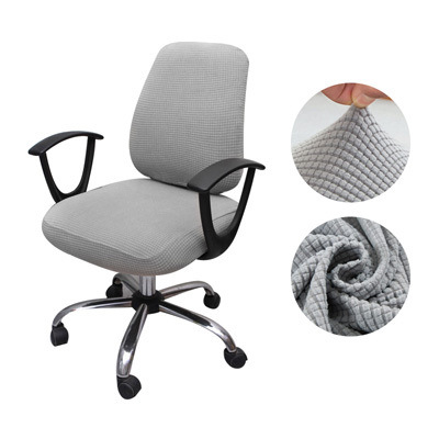 2 pièces/ensemble haute élastique Plaid velours chaise de bureau couvre épaissir ordinateur Spandex fendu housse de siège fauteuil couverture Textile de maison: Gris clair