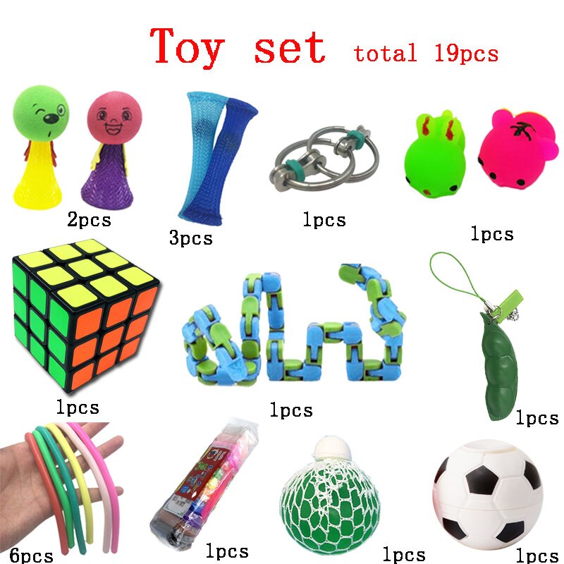 Verlichten Fidget Combinatie 19 Stuks Extrusive-Oplossen Fidget Kids Speelgoed Diverse Stijlen Toy Set