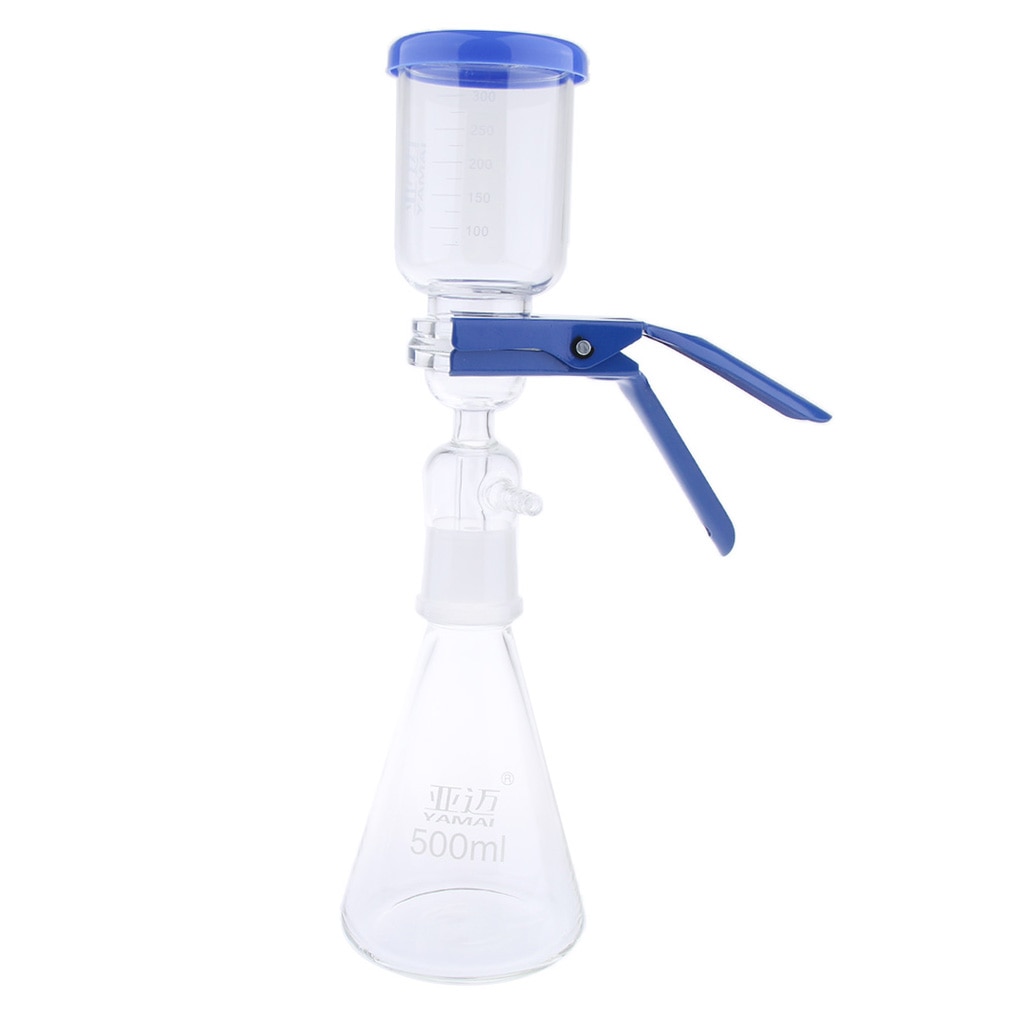 Aparato de filtración de 500ml, unidad de filtrado de laboratorio al vacío, embudo de matraz y abrazadera, de buen rendimiento de presión y sellado