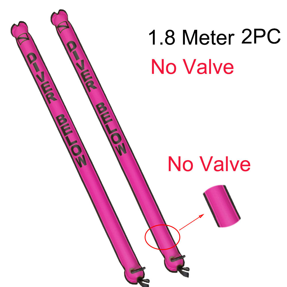 1.1M-1.8M Closed-End Scuba Diving Surface Marker Buoy SMB Drift Diving Ascending Signal Tube Safety Sausage for Wreck Snorkeling: 1.8M Pink 2PC