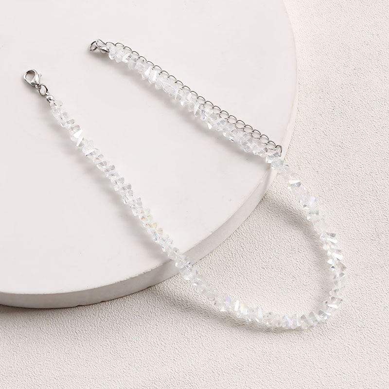 Gargantilla de cuentas irregulares de cristal de corte múltiple coreano para mujer, Collar de hueso Vintage transparente, joyería de cuello de