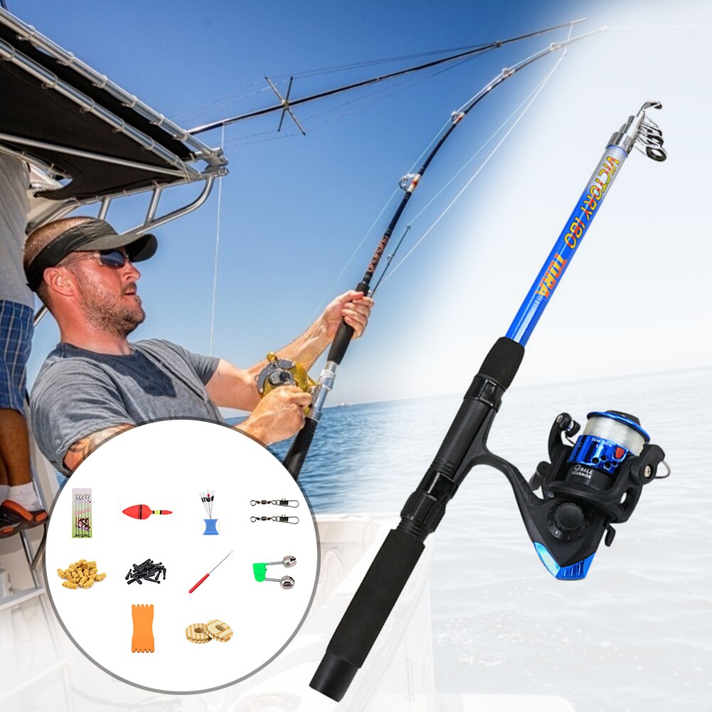 1.8m Telescopic Fishing Rod Set with Reel Retractable Fishing Rod Lightweight Spinning Ice Fishing Winter Fish Pole Tools