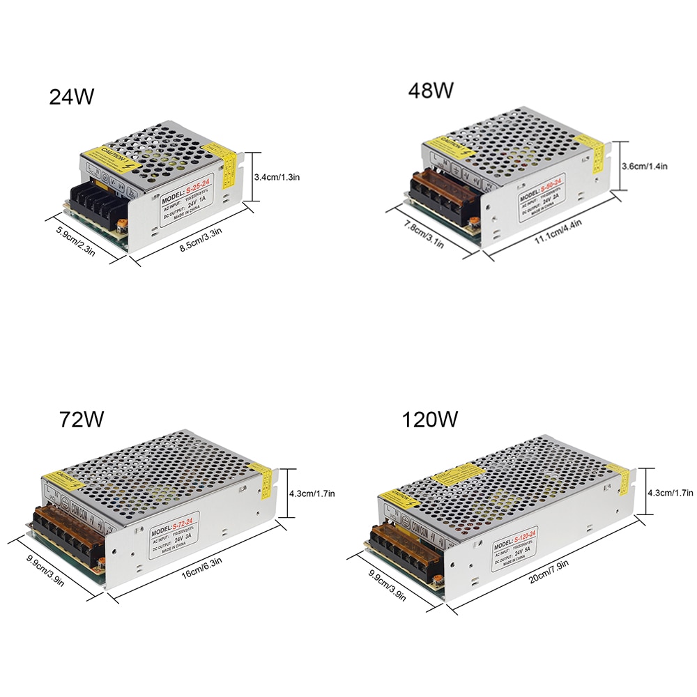 DC 24V Power Supply Lighting Transformer Driver Switch for LED Strip Adapter 1A 2A 3A 5A 8.3A 10A 15A 20A