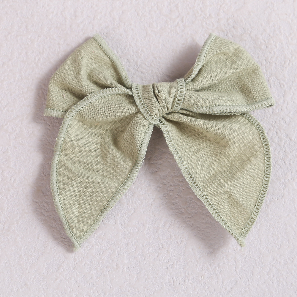 Baby Hair Clips Cotton Hairpin For girls Big Bows Barrettes Infant Linen Side Clips Hair Accessories Cute Hairgrips: 15