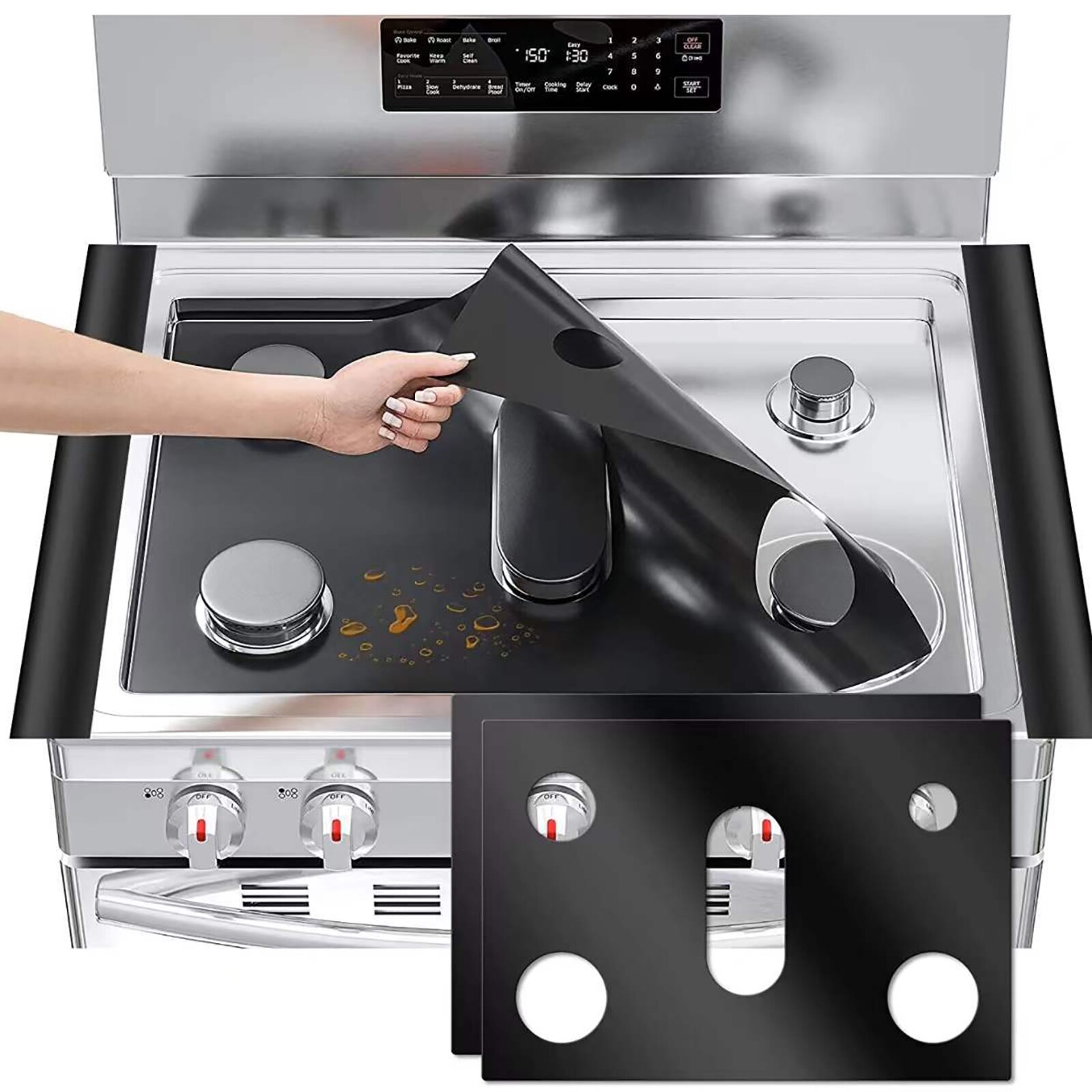 Reusable Gas Range Protectors for Samsung Non Stick Stove Top Cover Heat Resistant Fast Cleaning Washable Burner Liner