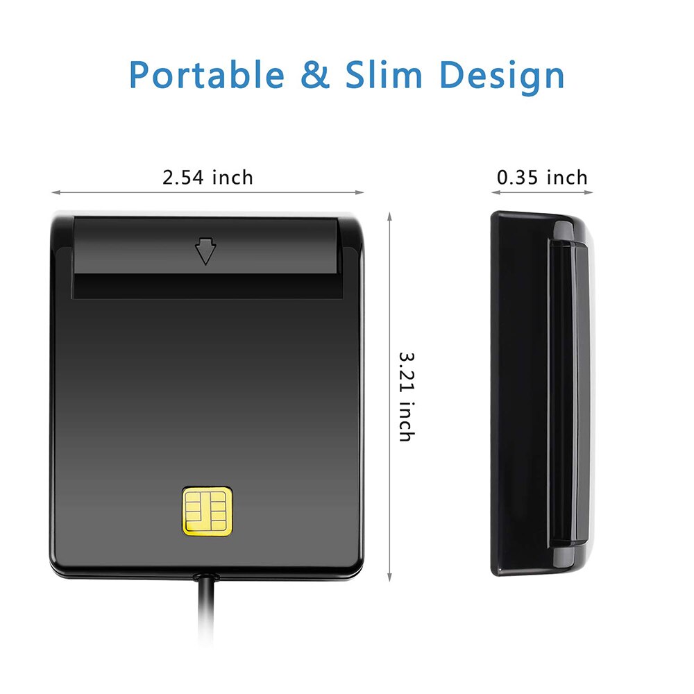 カードリーダーポータブルusb 2.0 スマートカードリーダーdnie atm cac ic id銀行カードsimカードクローナー用windowsのlinux