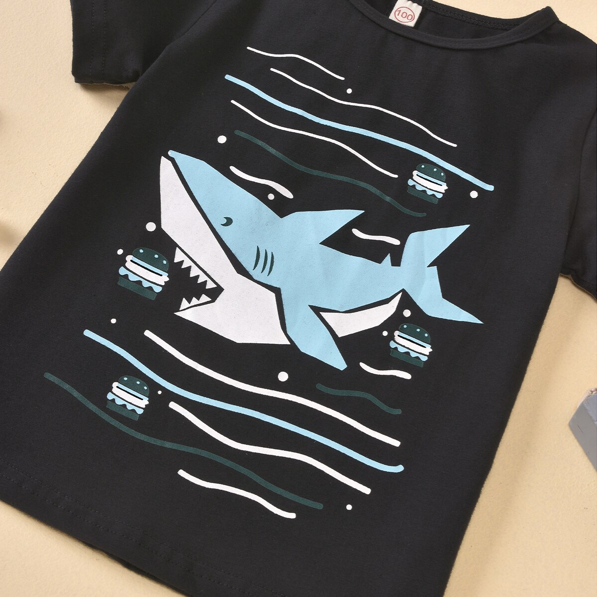 2-7Y Peuter Kids Baby Jongens T-shirt Zomer Casual Cartoon Shark Print Korte Mouw Ronde Hals Trui Tops T-shirt Kleding