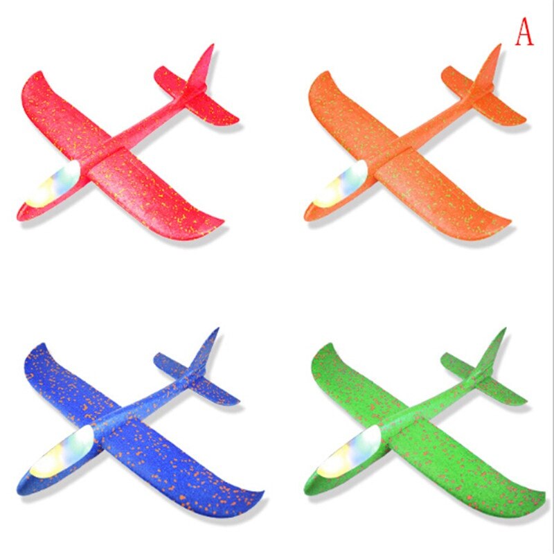 1 Uds. Pequeños y de goma, modelo de avión de lanzamiento manual, Avión de juguete de inercia Led, Avión de vuelo ligero, lanzamiento, planeador: A