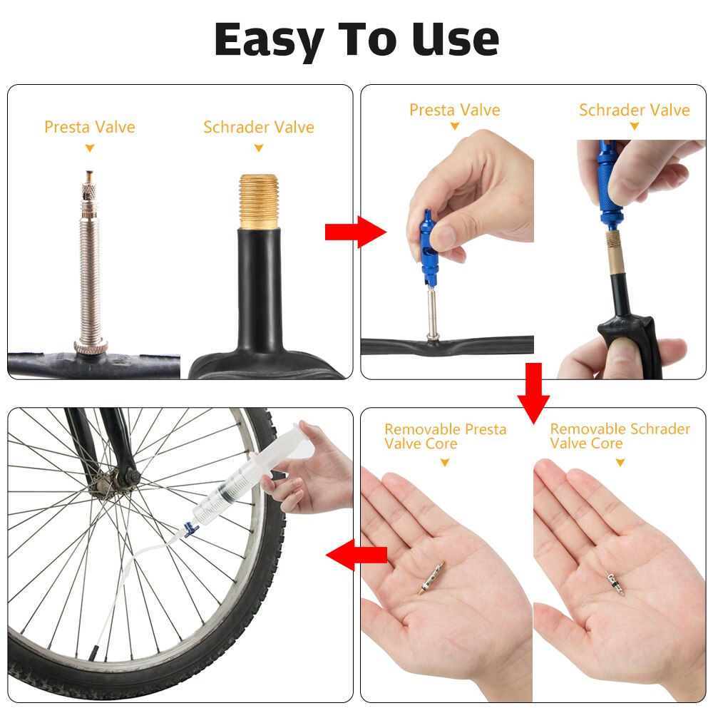 MTB Mountain Road Bike Tubeless Sealant Injector For Bicycle Tubeless Tire UST Tyre No Inner Tubes Use With Valve Core Tool 60ml