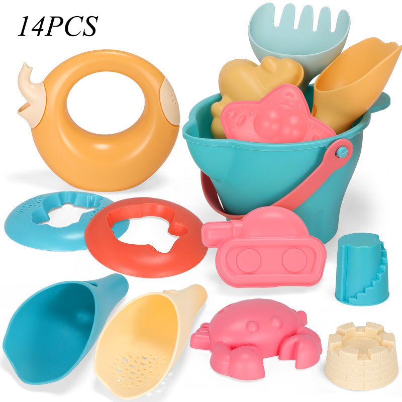 Giocattoli per bambini Soft Beach giocattoli castello modello sabbia pala secchio per giocare nella sabbia protezione ambientale giocattoli d&#39;acqua dolce: D-14PCS