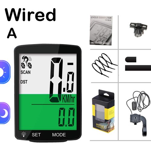 Waterproof Bike Bicycle Computer Wireless Bike Rainproof Odometer Cadence Sensor 2.8 inch LCD Cycling Speedometer Heart Rate