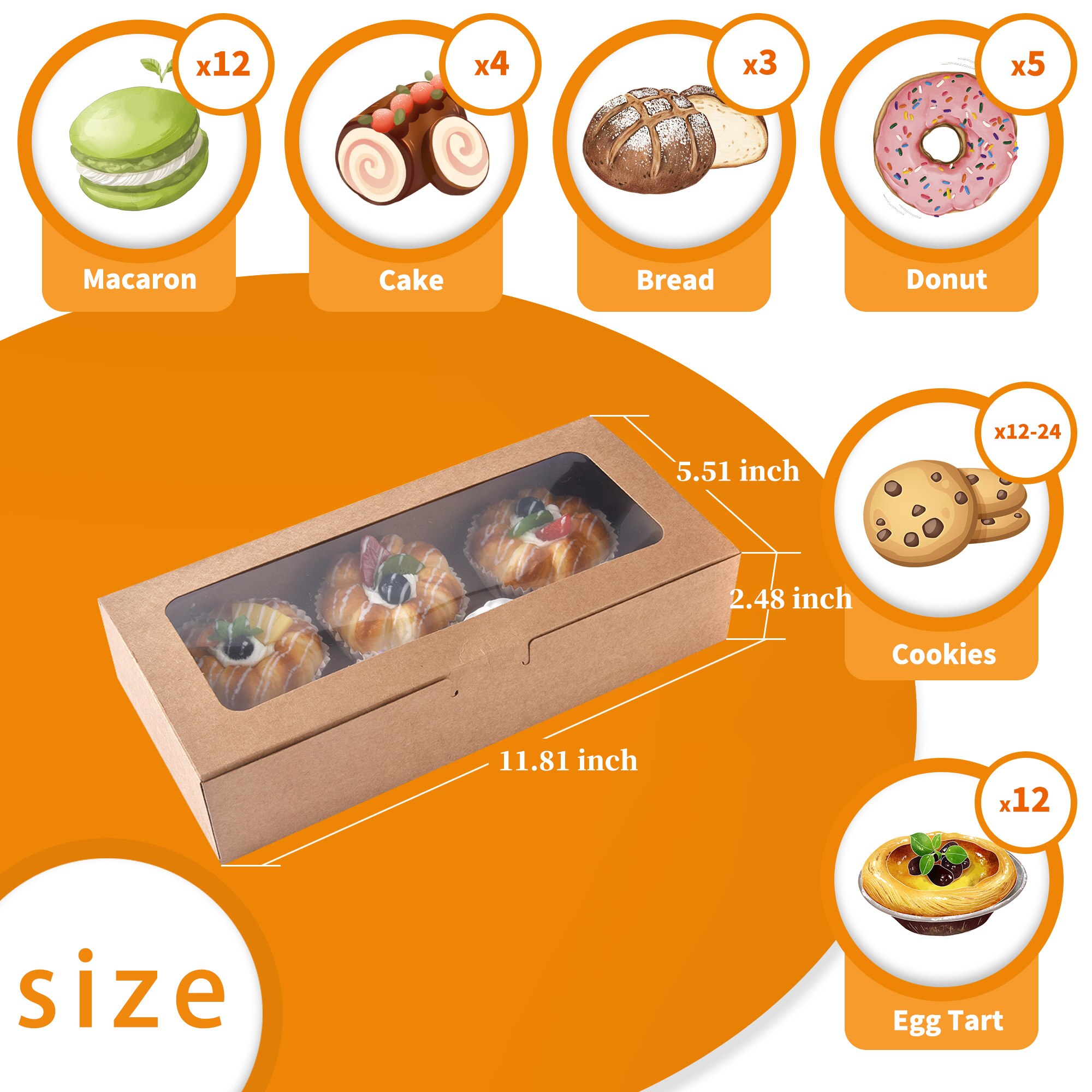 25Pack Cake Dozen Goodies Dozen Cookie Dozen Partij Gunst Dozen Papier Dozen Voor Verjaardagsfeestje En Voor Bruiloft met Venster