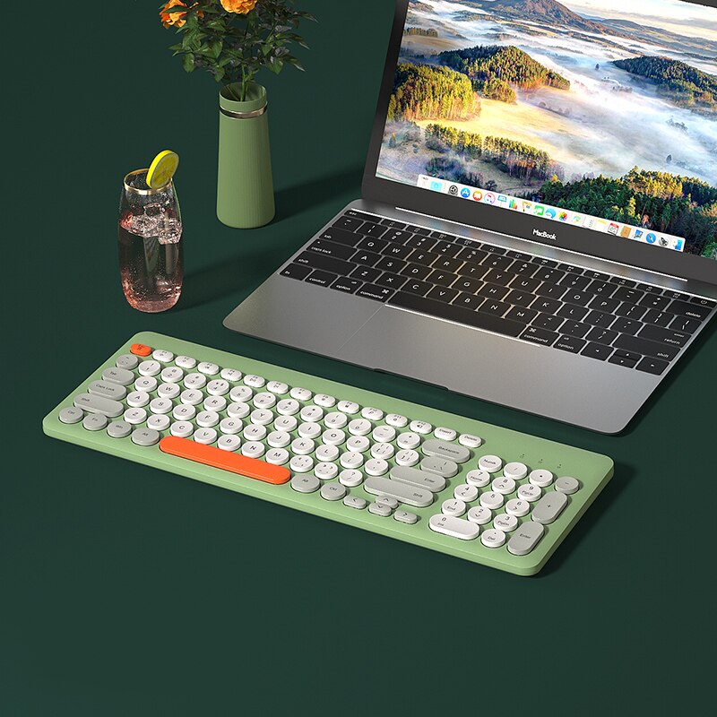 Draadloze Gaming Toetsenbord Muis Set Voor Macbook Xiaomi Stille Magic 2.4G Draadloze Toetsenbord Muis Combo Computer Pc Gamer Toetsenbord: Green Grey Keyboard
