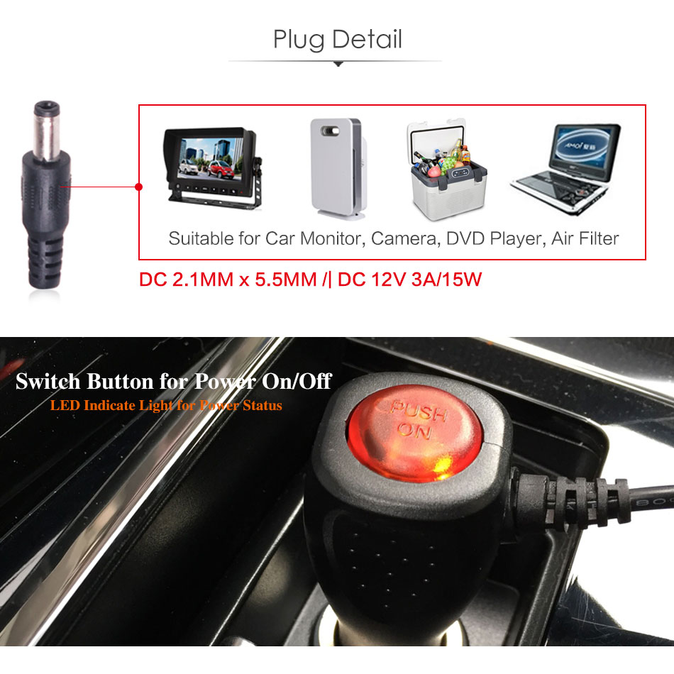 Adaptador de enchufe de 12V 24V para coche, camión, autobús, barco, motocicleta, alimentador para encendedor de cigarrillos, Cable de extensión DC 2,1x5,5mm, enchufe macho y hembra