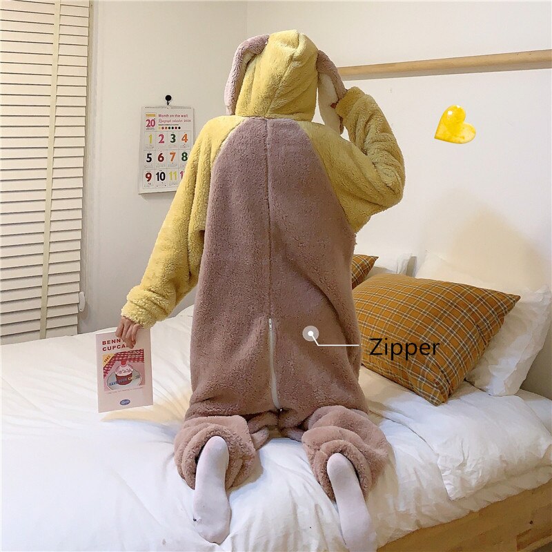 Inverno quente adulto onesie pijamas mulheres kawaii coelho animal flanela cosplay traje adolescente meninas lolita rosa pelúcia fofo pijamas