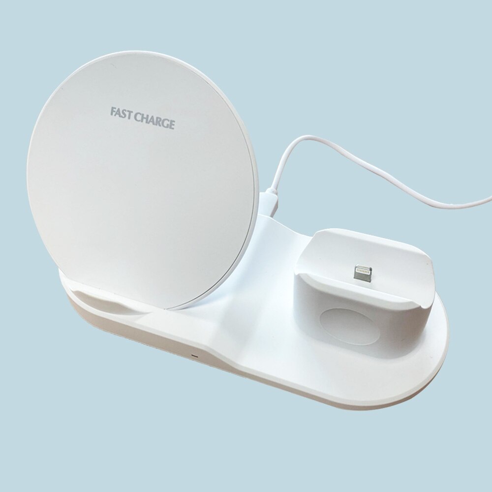 3 In 1 Draadloze Dock Voor Apple Horloge Charger Station Qi Snelle Stand Voor Airpods Iphone 12 11 10 9 iwatch 3 4 5 6 Charger-Wit: Default Title
