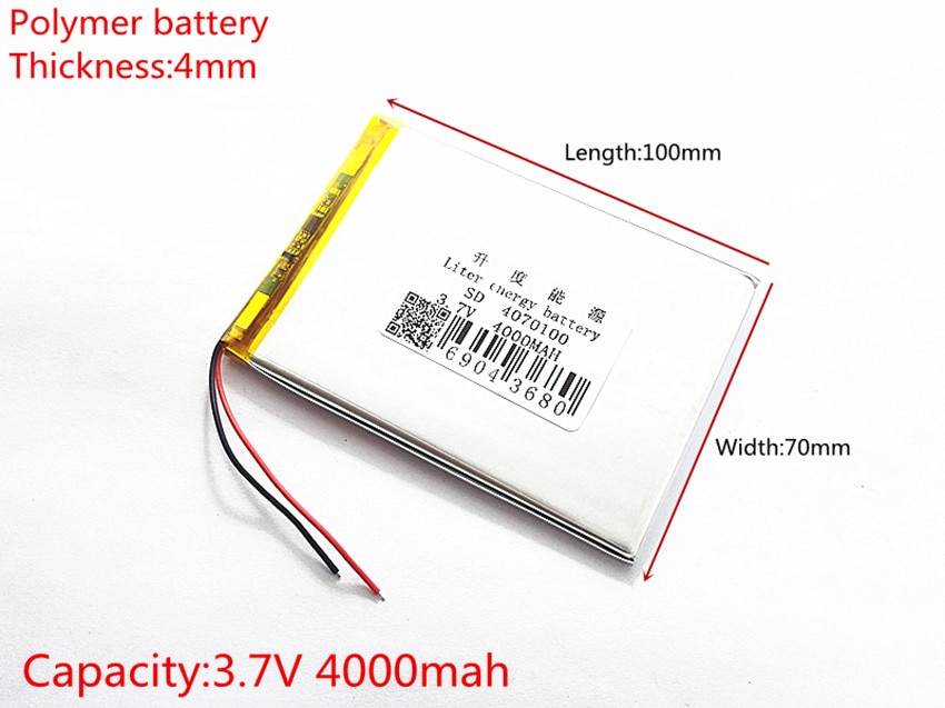 Tablet pc 3.7V,4000mAH (Q88 tablet polymer lithium ion battery) Rechargeable battery for tablet pc 7 inch 8 inch 9inch [4070100]