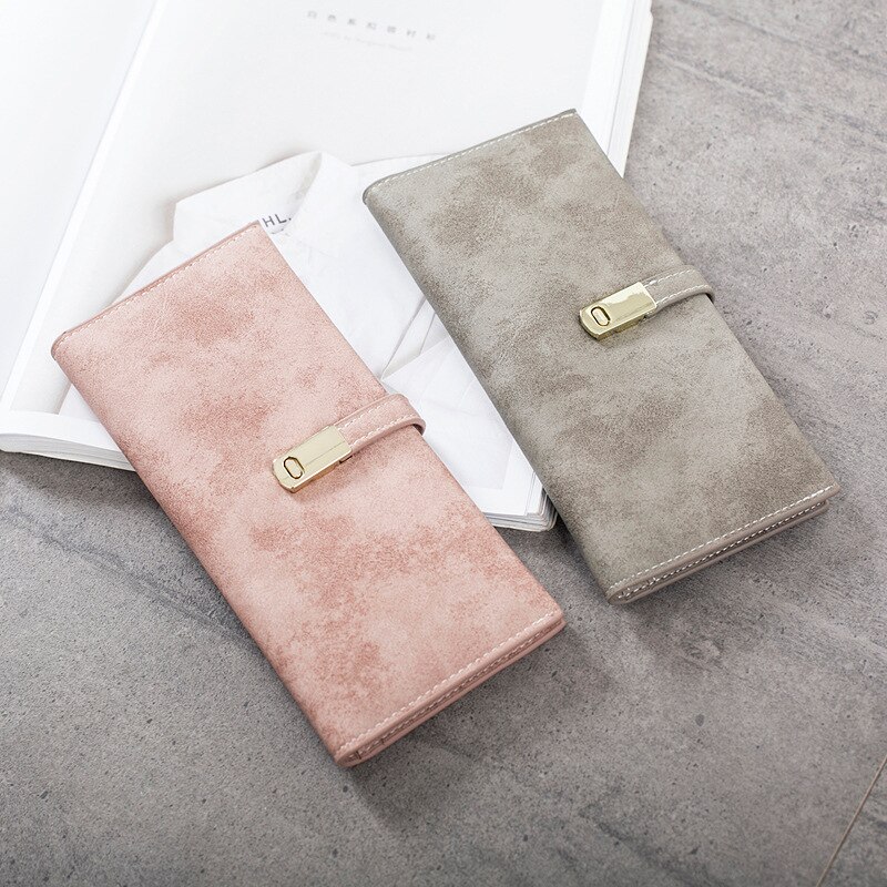 Ultrathin Sweet Matte Leather Long Wallet for Women Magnet Hasp Phone Purses for Ladies Cards Holder Fresh Girls' Coin Purse