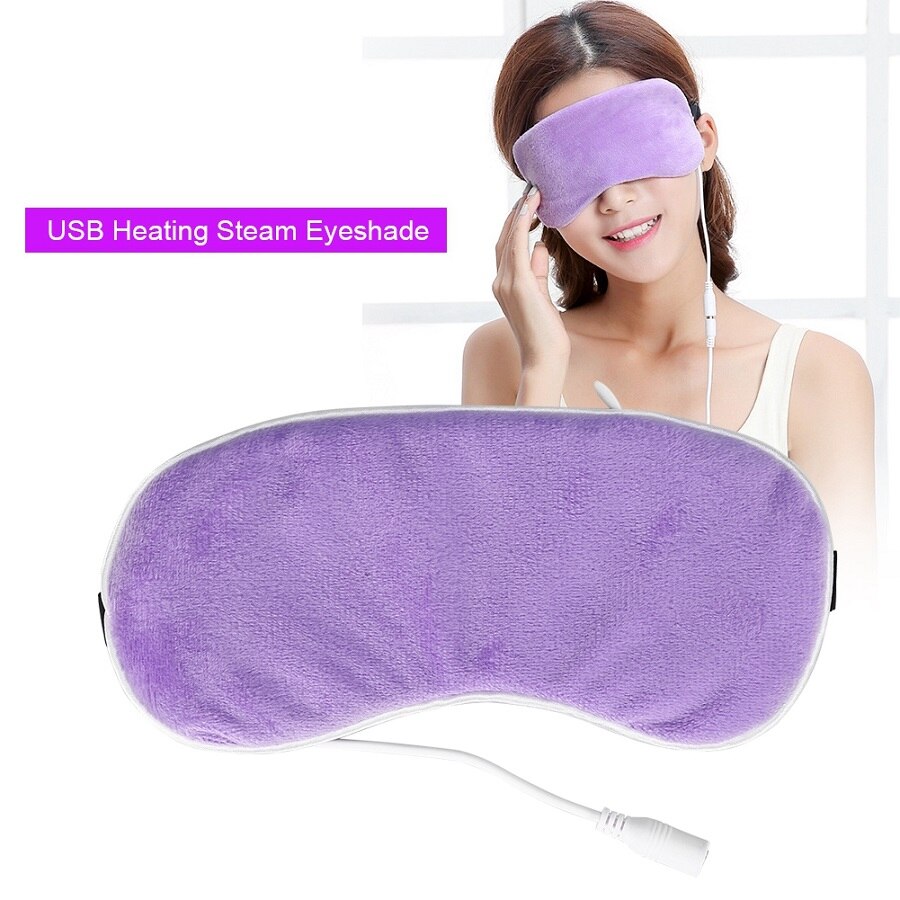 Mascarilla antifaz de vapor con calor USB, máscara de lavanda para ojos, antiojeras parche ocular, masajeador de ojos, alivio de la fatiga, sueño, viaje, sombra de ojos: Purple
