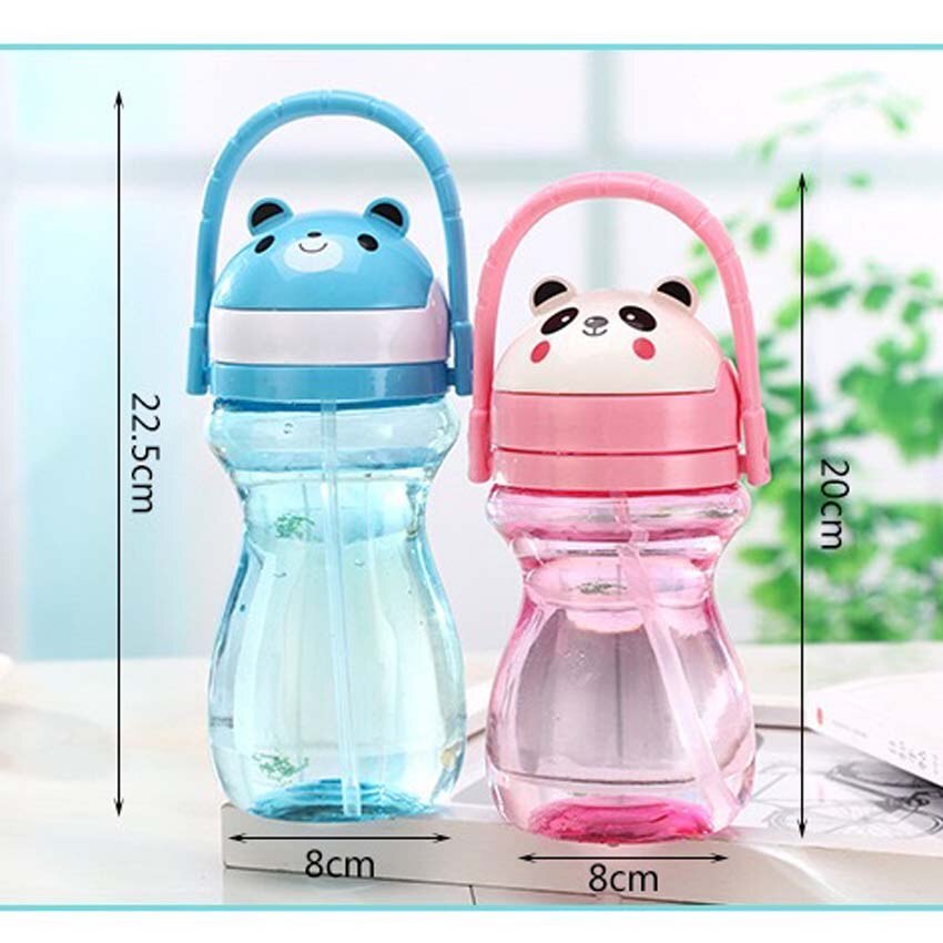 Cartoon dier baby waterfles kinderfles met rietje kinderdrinkfles rietje fles met handvat beker lekvrij